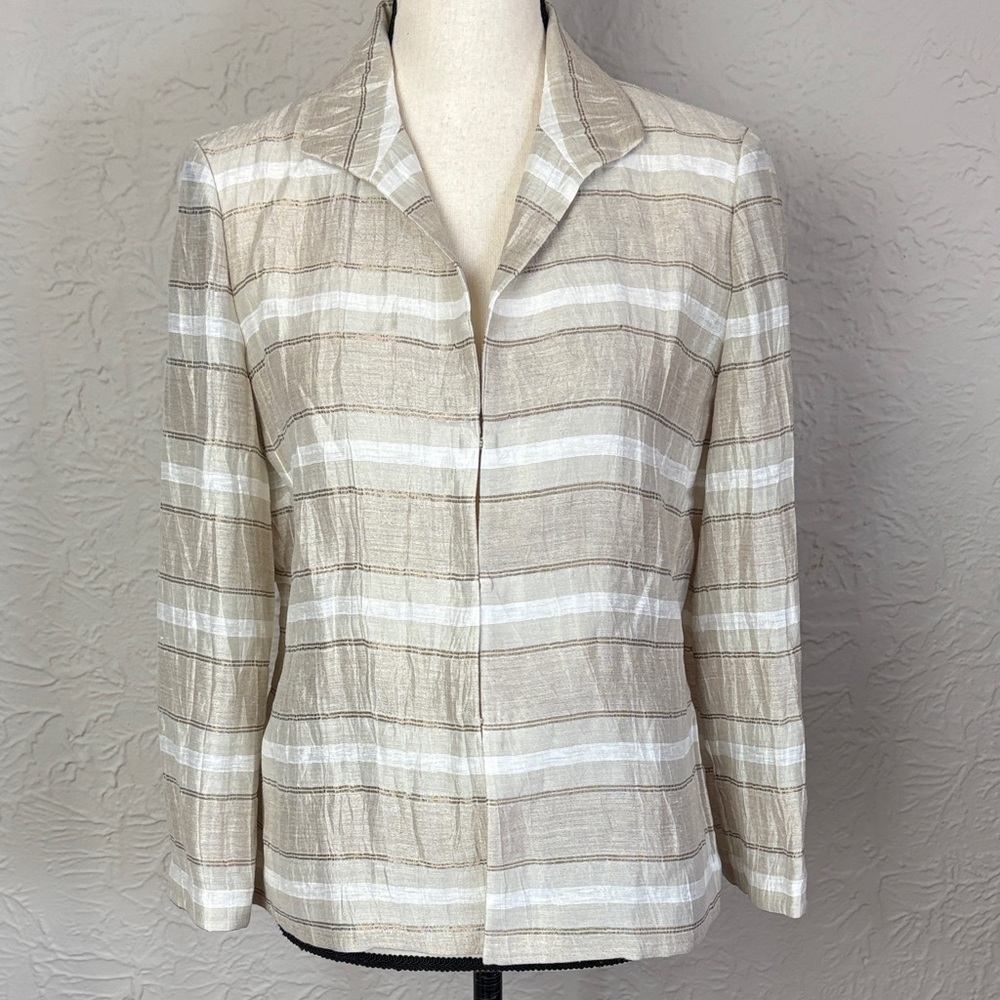 Lafayette 148 Linen Blend Striped Blazer